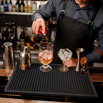 Bar Mat 18"X12"(2 Pcs) Non-Slip Rubber Bar Mat, Spill Proof & Design,Easy to Clean Textured Surface for Home Bar,Coffee Station, Bartending - Protects Countertops & Glassware(Green).