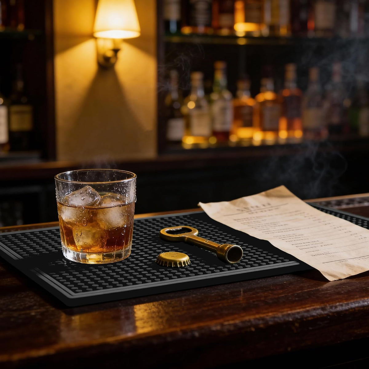 Bar Mat 18"X12"(2 Pcs) Non-Slip Rubber Bar Mat, Spill Proof & Design,Easy to Clean Textured Surface for Home Bar,Coffee Station, Bartending - Protects Countertops & Glassware(Green).