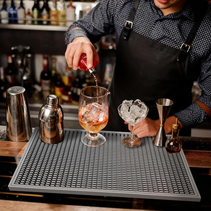 Bar Mat 18"X12"(2 Pcs) Non-Slip Rubber Bar Mat, Spill Proof & Design,Easy to Clean Textured Surface for Home Bar,Coffee Station, Bartending - Protects Countertops & Glassware(Green).