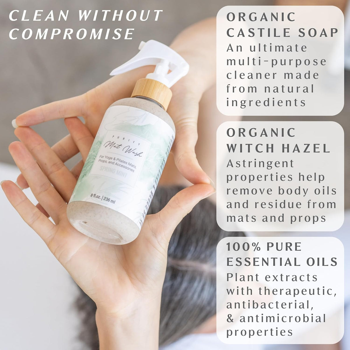 Organic Yoga Mat Cleaner Spray Made in the USA