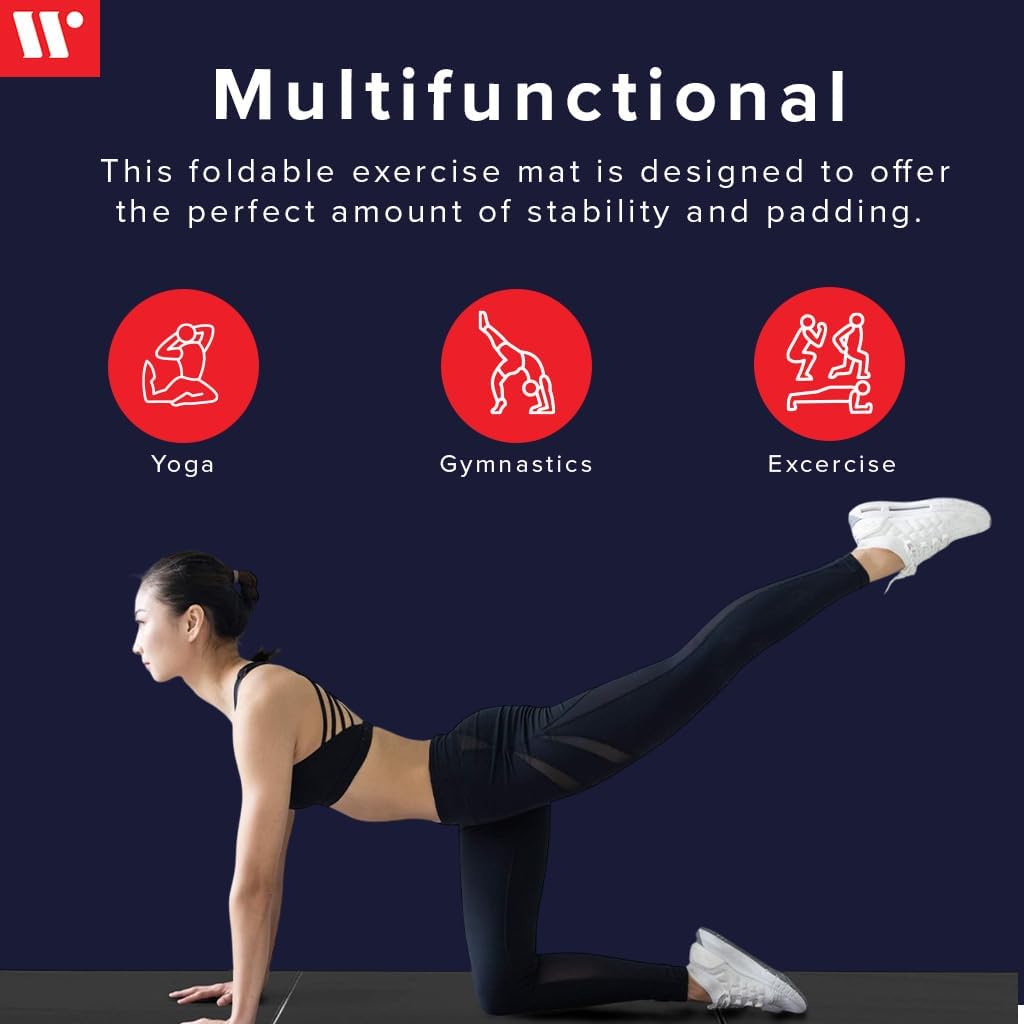 4 ft x 6 ft x 2 - Personal Fitness & Exercise Mat for Home Workout - Lightweight and Folds for Carrying – All Purpose Gym Mat – Thick Mat for Yoga, Pilates, Stretches, Floor Exercises