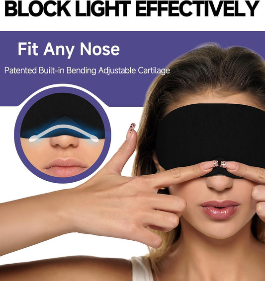 Cotton Sleep Eye Mask, Light Blocking with Adjustable Nose Bridge