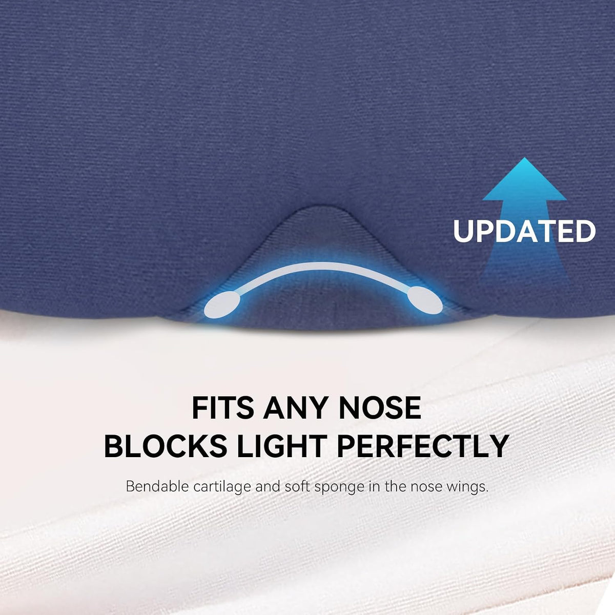 Cotton Sleep Eye Mask, Light Blocking with Adjustable Nose Bridge