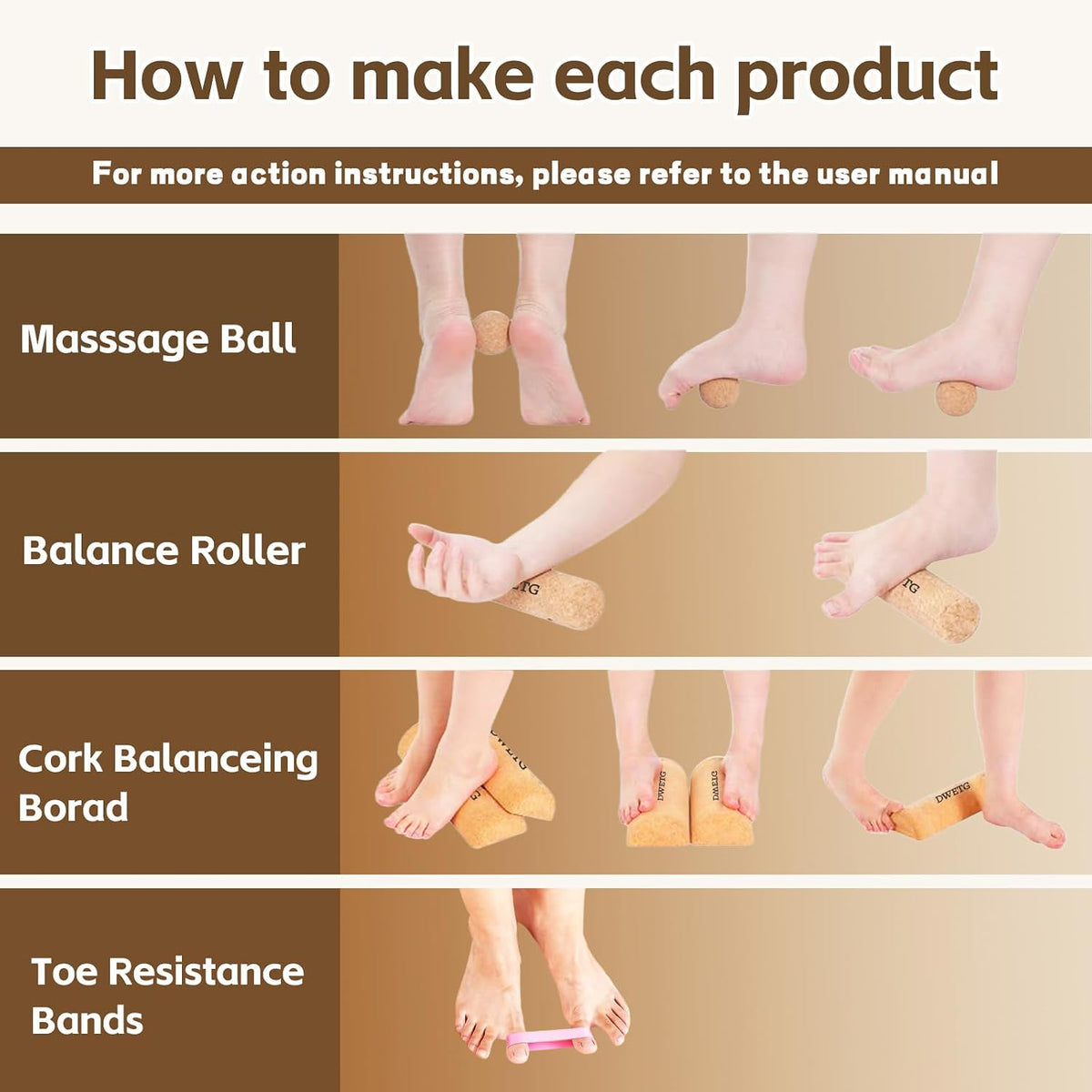 Premium Cork Balance Board for Foot Recovery & Mobility, Professional Foot Strengthening & Balance Training Kit for Plantar Fasciitis Relief, Physical Therapy & Stability