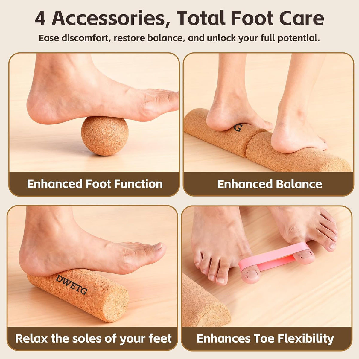 Premium Cork Balance Board for Foot Recovery & Mobility, Professional Foot Strengthening & Balance Training Kit for Plantar Fasciitis Relief, Physical Therapy & Stability