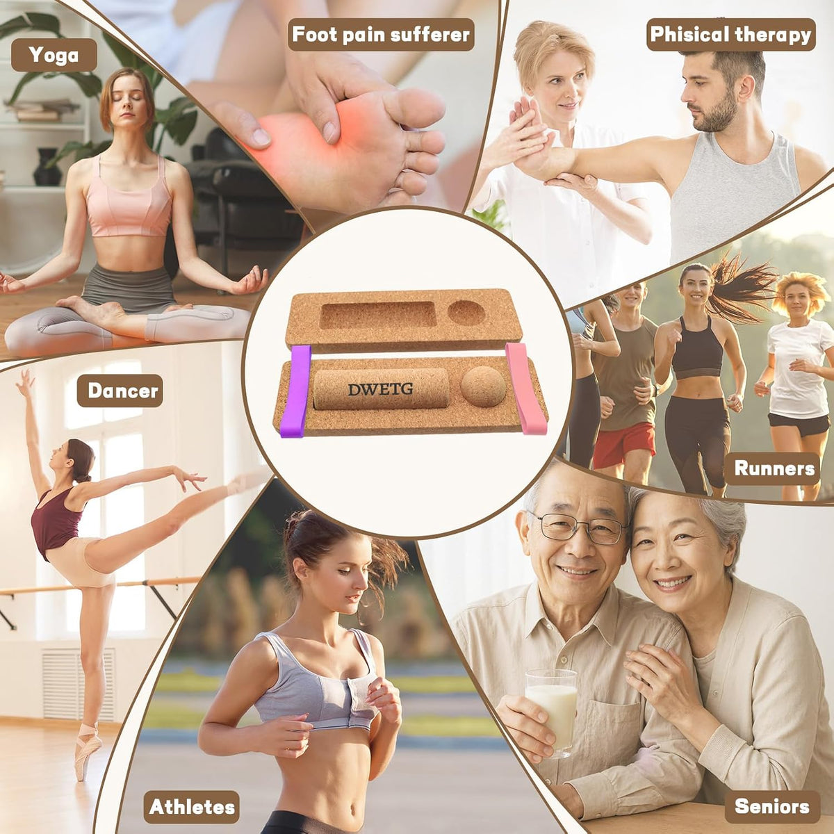 Premium Cork Balance Board for Foot Recovery & Mobility, Professional Foot Strengthening & Balance Training Kit for Plantar Fasciitis Relief, Physical Therapy & Stability