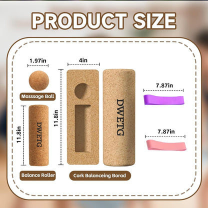Premium Cork Balance Board for Foot Recovery & Mobility, Professional Foot Strengthening & Balance Training Kit for Plantar Fasciitis Relief, Physical Therapy & Stability