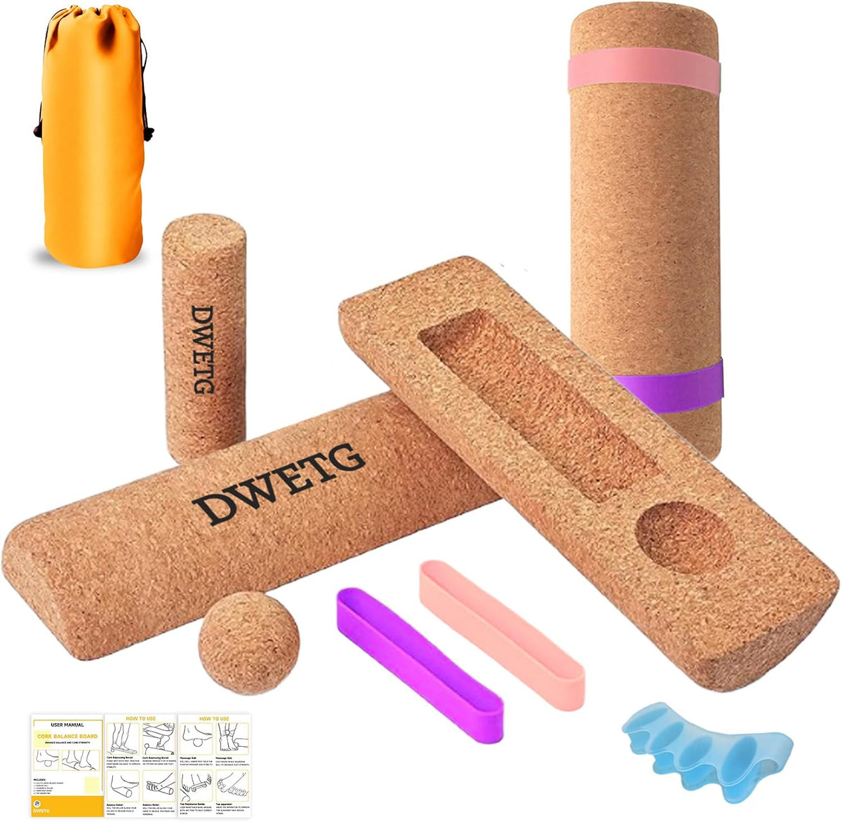 Premium Cork Balance Board for Foot Recovery & Mobility, Professional Foot Strengthening & Balance Training Kit for Plantar Fasciitis Relief, Physical Therapy & Stability