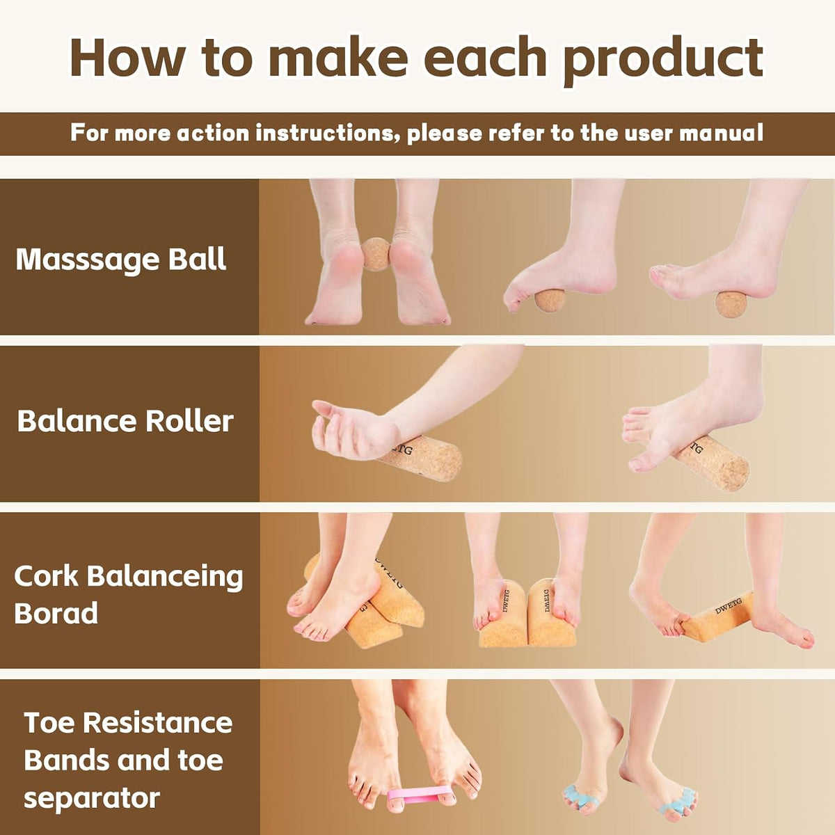 Premium Cork Balance Board for Foot Recovery & Mobility, Professional Foot Strengthening & Balance Training Kit for Plantar Fasciitis Relief, Physical Therapy & Stability
