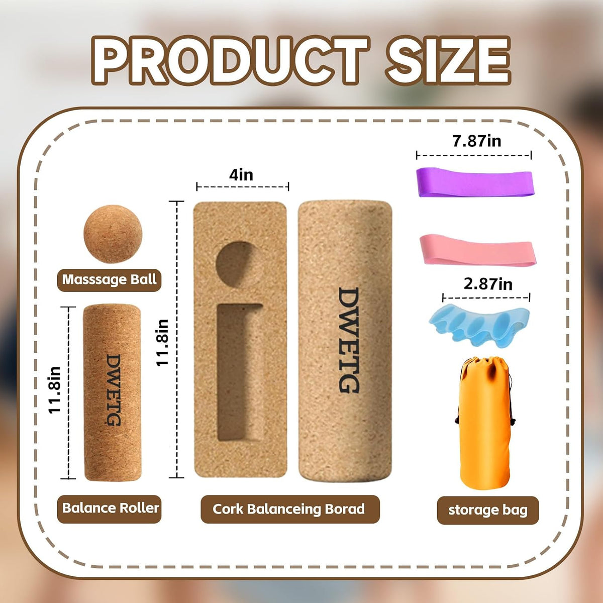 Premium Cork Balance Board for Foot Recovery & Mobility, Professional Foot Strengthening & Balance Training Kit for Plantar Fasciitis Relief, Physical Therapy & Stability