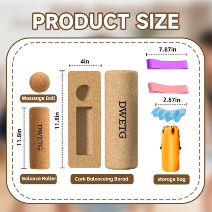 Premium Cork Balance Board for Foot Recovery & Mobility, Professional Foot Strengthening & Balance Training Kit for Plantar Fasciitis Relief, Physical Therapy & Stability