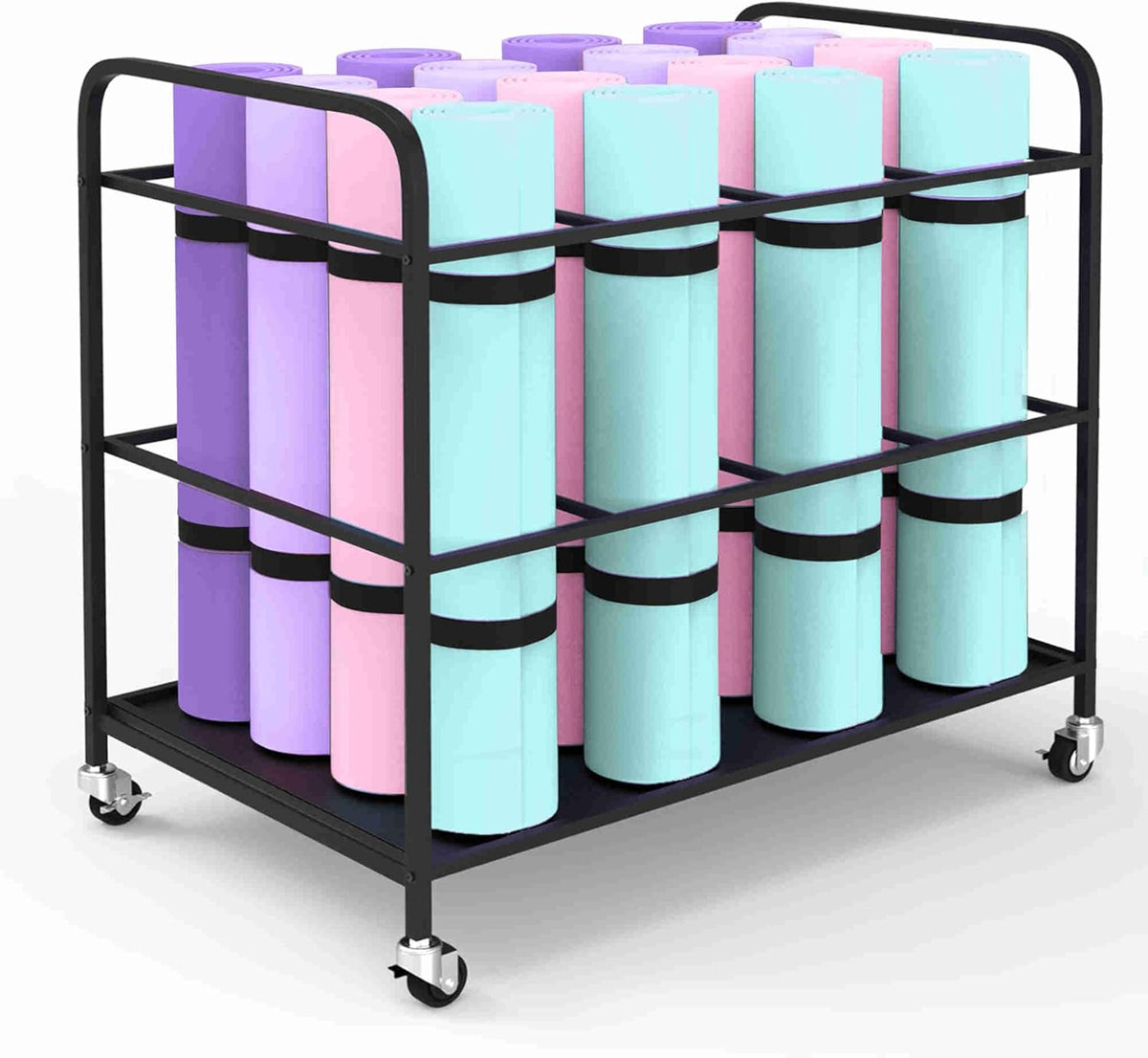 Yoga Mat Holder Organizer Yoga Mat Storage Rack Basket for Home Gym Exercise Workout Equipment Storage Shelf Cart