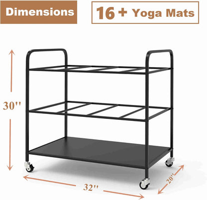 Yoga Mat Holder Organizer Yoga Mat Storage Rack Basket for Home Gym Exercise Workout Equipment Storage Shelf Cart