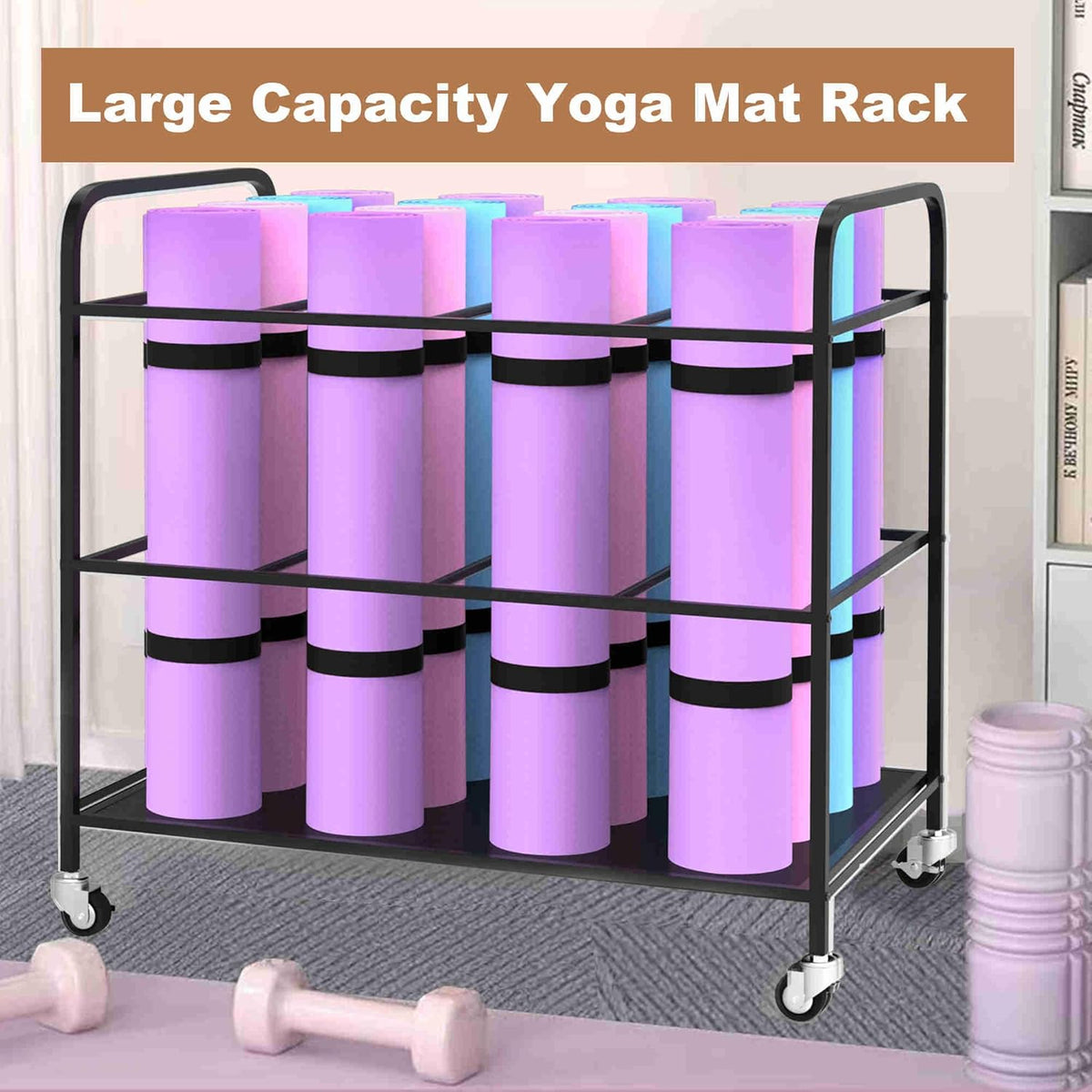 Yoga Mat Holder Organizer Yoga Mat Storage Rack Basket for Home Gym Exercise Workout Equipment Storage Shelf Cart