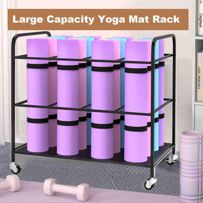 Yoga Mat Holder Organizer Yoga Mat Storage Rack Basket for Home Gym Exercise Workout Equipment Storage Shelf Cart