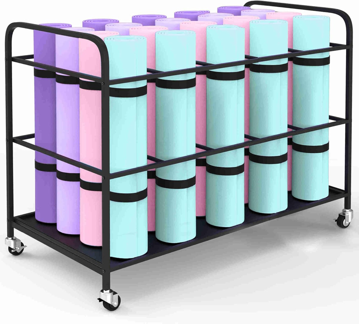 Yoga Mat Holder Organizer Yoga Mat Storage Rack Basket for Home Gym Exercise Workout Equipment Storage Shelf Cart