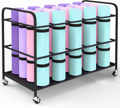 Yoga Mat Holder Organizer Yoga Mat Storage Rack Basket for Home Gym Exercise Workout Equipment Storage Shelf Cart