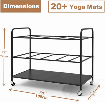 Yoga Mat Holder Organizer Yoga Mat Storage Rack Basket for Home Gym Exercise Workout Equipment Storage Shelf Cart