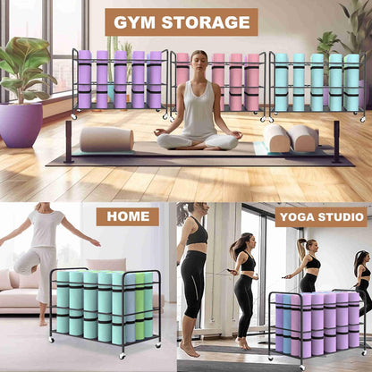 Yoga Mat Holder Organizer Yoga Mat Storage Rack Basket for Home Gym Exercise Workout Equipment Storage Shelf Cart
