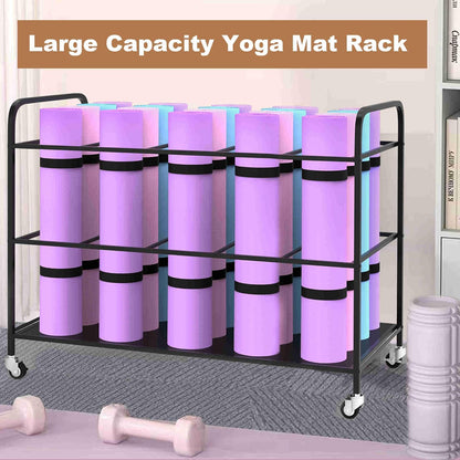 Yoga Mat Holder Organizer Yoga Mat Storage Rack Basket for Home Gym Exercise Workout Equipment Storage Shelf Cart