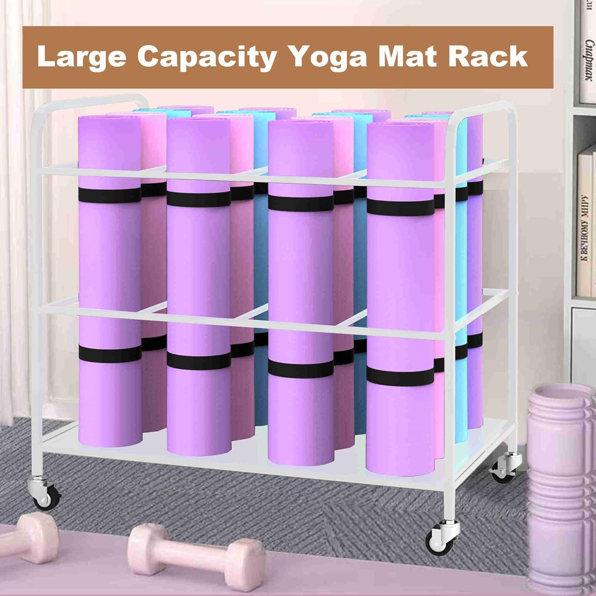 Yoga Mat Holder Organizer Yoga Mat Storage Rack Basket for Home Gym Exercise Workout Equipment Storage Shelf Cart