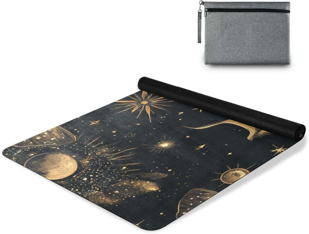 Boho Butterfly Moon yoga mat with cover for gym printed, natural rubber non slip, with yoga mat storage tapete para ejercicio 71x26 inches