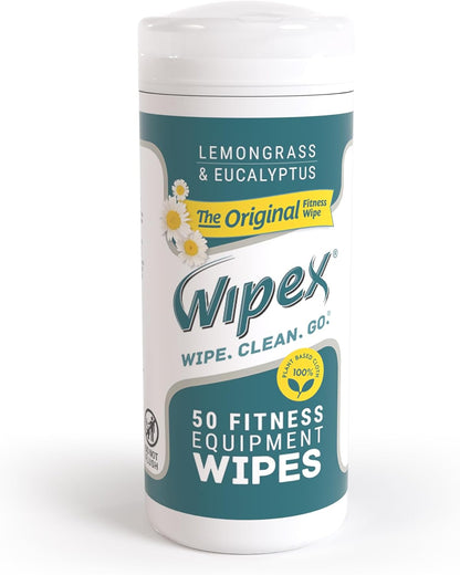 Fitness Equipment Wipes - EWG Verified - 50 Ct Original Natural Plant Based Gym Wipes for Equipment, Clean Surfaces at Home or Gym, Use as a Yoga Mat Cleaner, Lemongrass, Eucalyptus & Vinegar