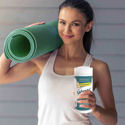 Fitness Equipment Wipes - EWG Verified - 50 Ct Original Natural Plant Based Gym Wipes for Equipment, Clean Surfaces at Home or Gym, Use as a Yoga Mat Cleaner, Lemongrass, Eucalyptus & Vinegar
