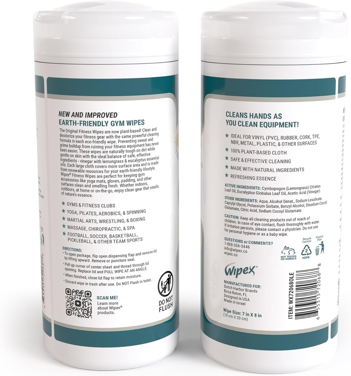 Fitness Equipment Wipes - EWG Verified - 50 Ct Original Natural Plant Based Gym Wipes for Equipment, Clean Surfaces at Home or Gym, Use as a Yoga Mat Cleaner, Lemongrass, Eucalyptus & Vinegar