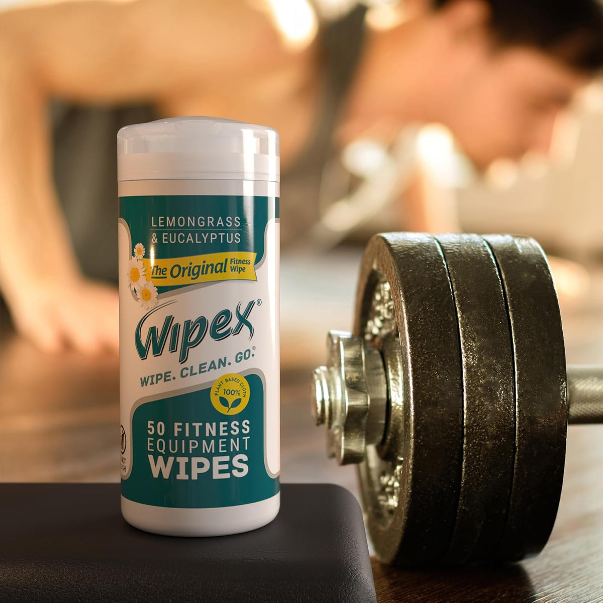 Fitness Equipment Wipes - EWG Verified - 50 Ct Original Natural Plant Based Gym Wipes for Equipment, Clean Surfaces at Home or Gym, Use as a Yoga Mat Cleaner, Lemongrass, Eucalyptus & Vinegar