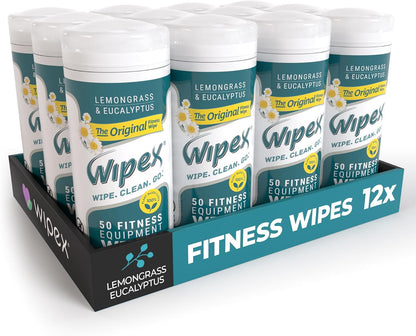 Fitness Equipment Wipes - EWG Verified - 50 Ct Original Natural Plant Based Gym Wipes for Equipment, Clean Surfaces at Home or Gym, Use as a Yoga Mat Cleaner, Lemongrass, Eucalyptus & Vinegar