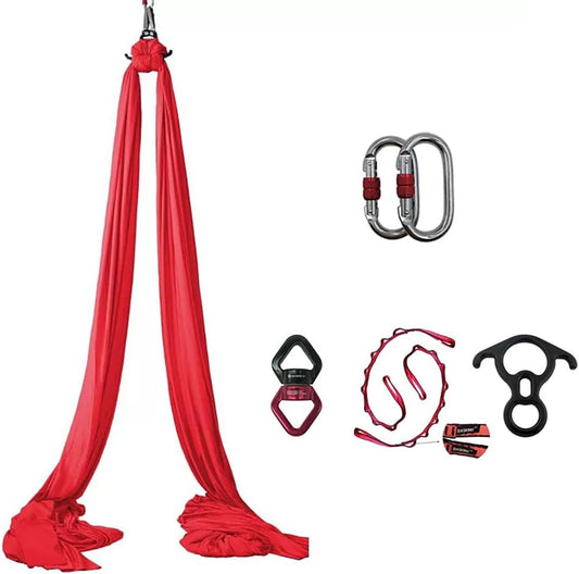 Durable Aerial Silks Starter Kit with 11-Yard Yoga Hammock & Hardware