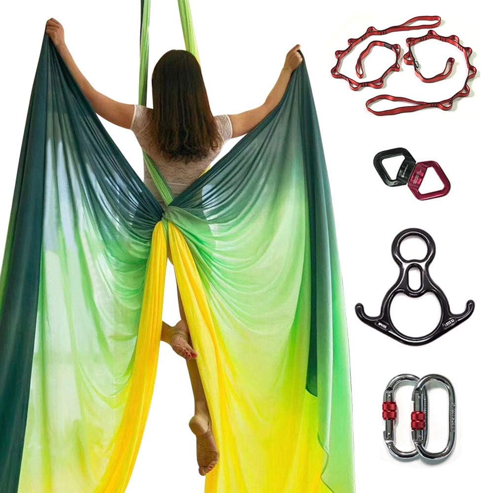 Durable Aerial Silks Starter Kit with 11-Yard Yoga Hammock & Hardware