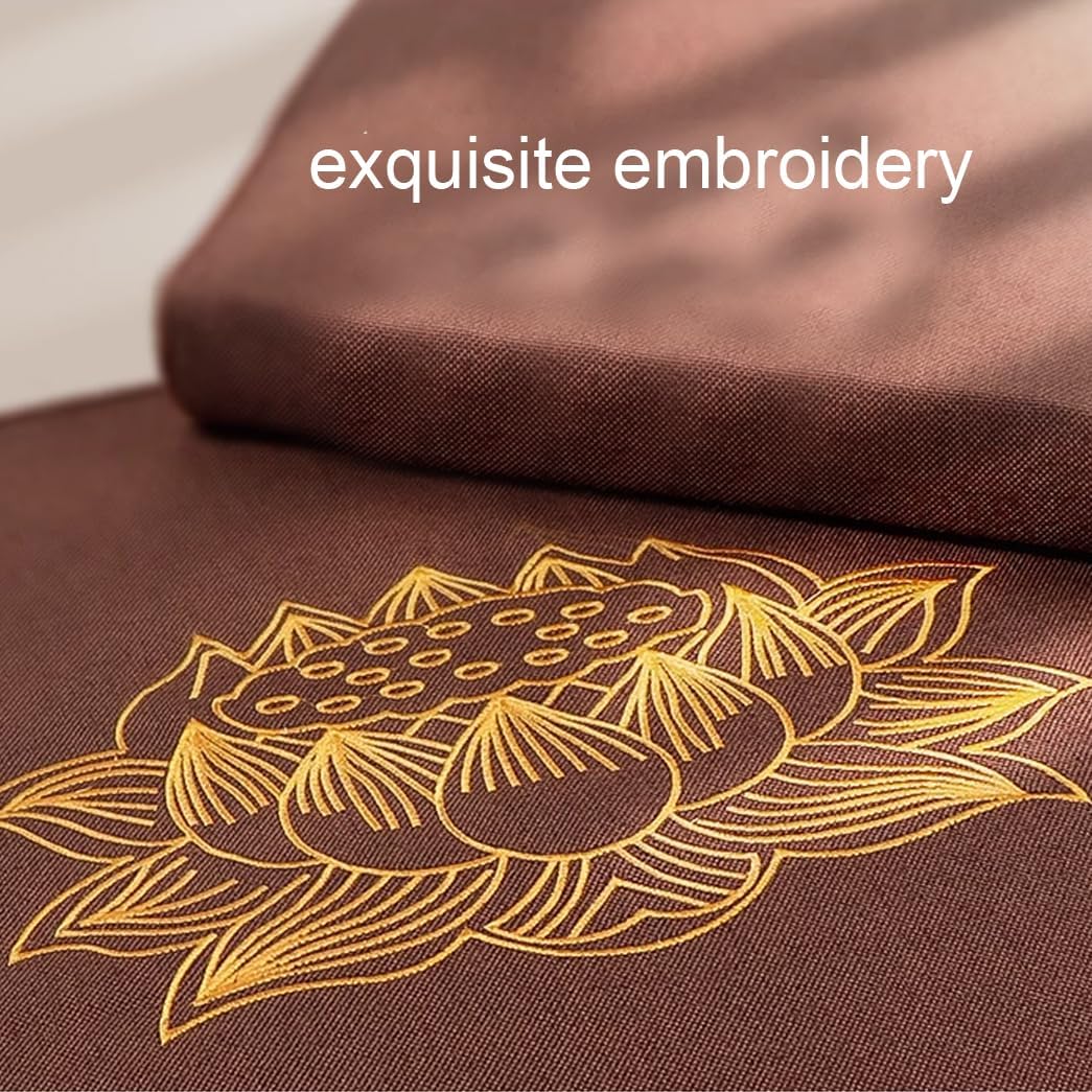 Portable Foldable Meditation Cushion Mat Set with Washable Cotton Linen Cover, Larger Thick Yoga Mat Bolster Floor Pillows Seating for Adults Meditation Accessories coffee1-60cm