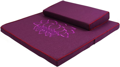 Portable Foldable Meditation Cushion Mat Set with Washable Cotton Linen Cover, Larger Thick Yoga Mat Bolster Floor Pillows Seating for Adults Meditation Accessories coffee1-60cm