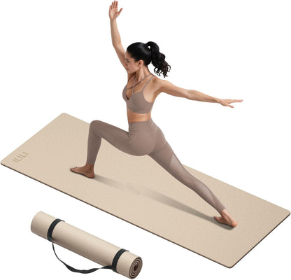 10mm Extra Thick, TPE Yoga Mat, 76×28 Inch Extra Long, Carrying Strap