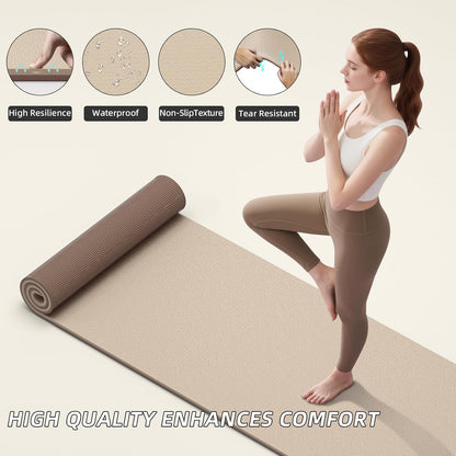 10mm Extra Thick, TPE Yoga Mat, 76×28 Inch Extra Long, Carrying Strap