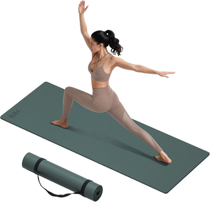 10mm Extra Thick, TPE Yoga Mat, 76×28 Inch Extra Long, Carrying Strap