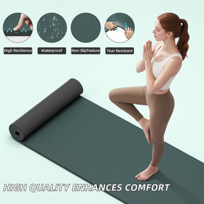 10mm Extra Thick, TPE Yoga Mat, 76×28 Inch Extra Long, Carrying Strap
