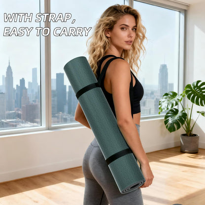 10mm Extra Thick, TPE Yoga Mat, 76×28 Inch Extra Long, Carrying Strap