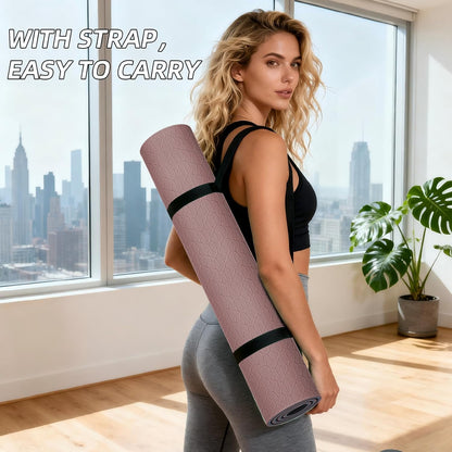 10mm Extra Thick, TPE Yoga Mat, 76×28 Inch Extra Long, Carrying Strap