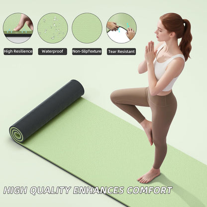 10mm Extra Thick, TPE Yoga Mat, 76×28 Inch Extra Long, Carrying Strap