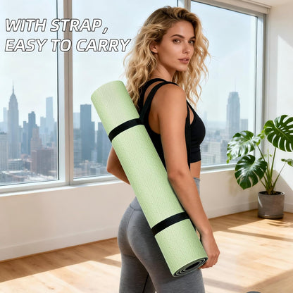 10mm Extra Thick, TPE Yoga Mat, 76×28 Inch Extra Long, Carrying Strap
