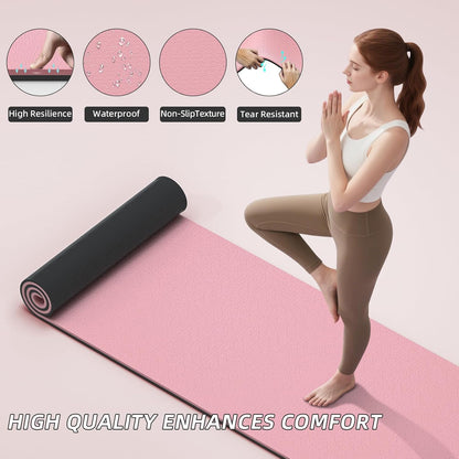 10mm Extra Thick, TPE Yoga Mat, 76×28 Inch Extra Long, Carrying Strap