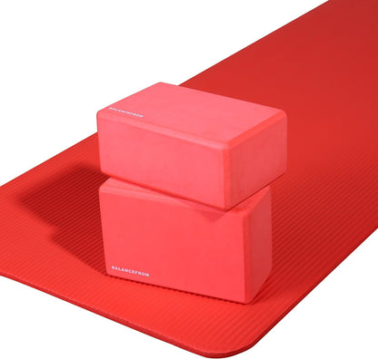 Set of 2 High Density Yoga Blocks, 9"x6"x4" Each