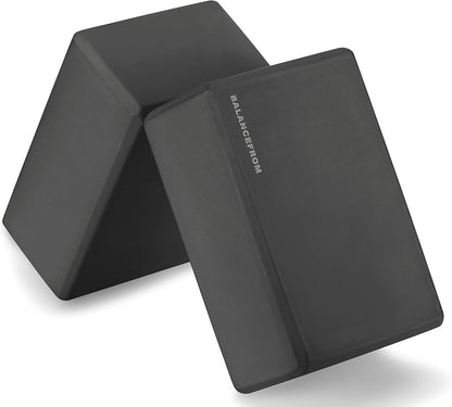 Set of 2 High Density Yoga Blocks, 9"x6"x4" Each