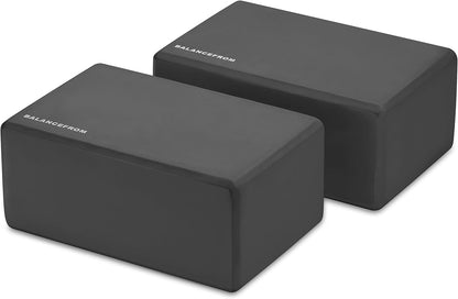 Set of 2 High Density Yoga Blocks, 9"x6"x4" Each
