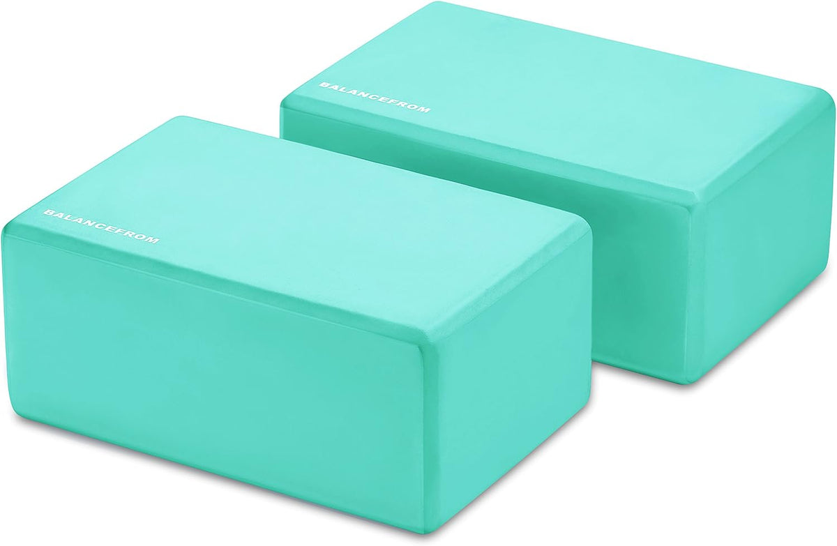 Set of 2 High Density Yoga Blocks, 9"x6"x4" Each
