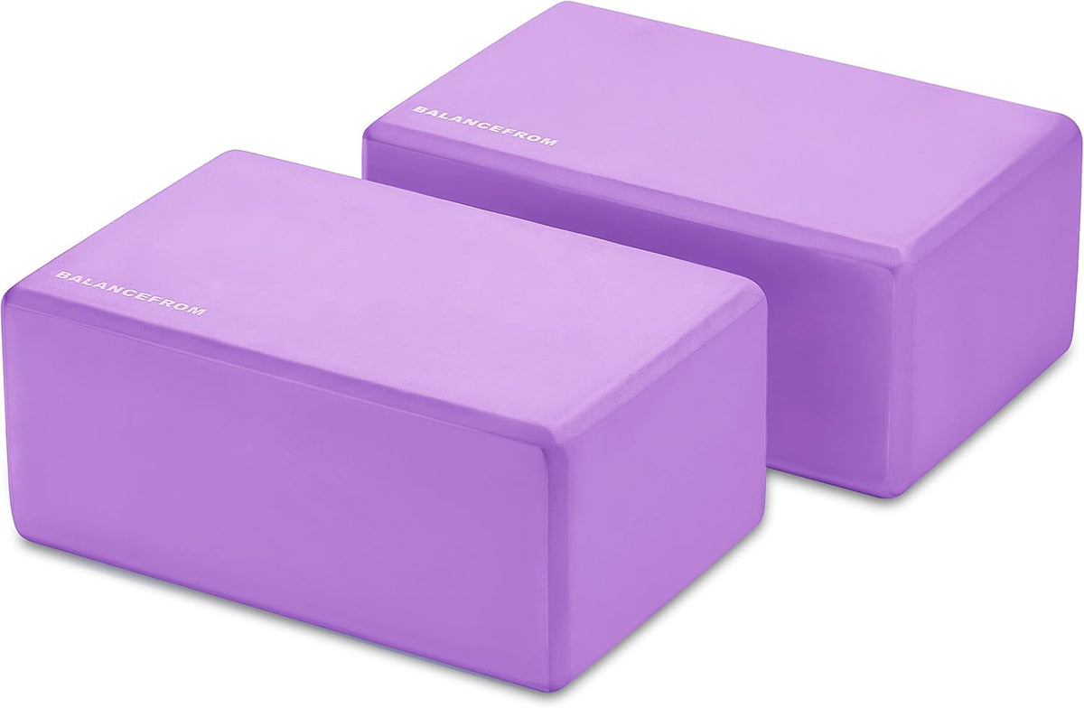 Set of 2 High Density Yoga Blocks, 9"x6"x4" Each