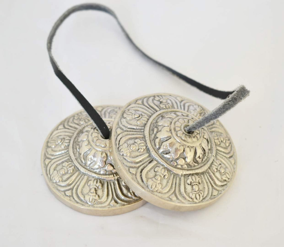 Tingsha/Tibetan Meditation Bell/Finger Cymbals with free Silk Case (2.8" Silver Bajra)